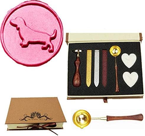 MNYR Dachshund Dog Wax Seal Stamp Melting Spoon Wax Stick Candle Gift Book Box kit Wedding Invitation Embellishment Holiday Christmas Card Gift Wrapping Package Sealing Wax Seal Stamp Set