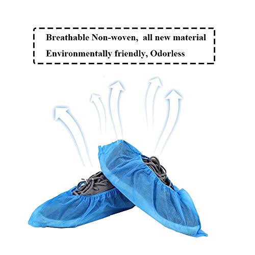 LyncMed | 200 Pack Shoe and Boot Covers, Disposable Shoe Covers, Shoe Cover Booties for Indoors, Hospital & Construction, Non-slip Reusable & Water Resistant, Blue, Size Large Fits Most