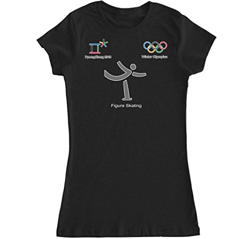 FTD Apparel Women's Pyeongchang 2018 Figure Skating T Shirt - Medium Black