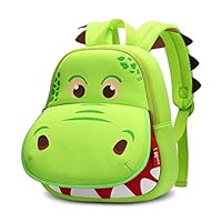 NOHOO Dinosaur Backpack Green Hippo Kids Toddler Child Cute Zoo Waterproof 3D Cartoon Sidesick Bag for Pre School Pre Kindergarten Toddler 2-7 Years
