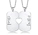 PJ Stainless Steel I'll hold you in my heart Puzzle Piece Heart Matching Couple Dog Tag Necklace