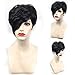 Curly Short Wigs, Inkach Fashion Girls Bob Wig Synthetic Straight Hair Wigs (Black)