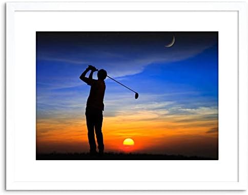 The Art Stop Photo Composition Golfer Silhouette Sunset Moon Stars Framed Print F97X5247