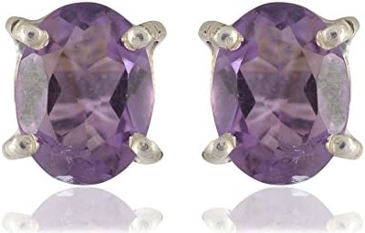 Silver Planets925-92.5 Sterling Silver Onyx,Peridot,Amethyst,Garnet, Stone fashion Stud Earring for Women and Girls