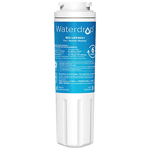Waterdrop UKF8001 Refrigerator Water Filter, Compatible with Maytag UKF8001, UKF8001AXX-750, UKF8001AXX-200, Whirlpool 4396395, 469006, EveryDrop Filter 4, PUR, Puriclean II, EDR4RXD1