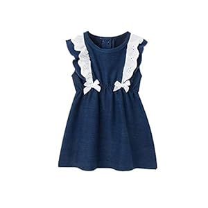 Rehomy Baby meisje jurk peuter mouwloos ronde hals strik jurk