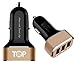 TopG Smart Mini XS 5.1 AMP 3-Port Rapid USB Car Charger for Apple and Android Devices (High Output) - Gold