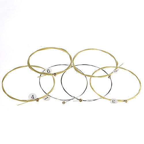 6 Pieces Universal Acoustic Guitar Strings,Brass Hexagonal Steel Core Strings for Musical Instruments