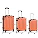 Goplus 3Pcs Luggage Set, Hardside Travel Rolling Suitcase, 20/24/28 Rolling Luggage Upright, Hardshell Spinner Luggage Set with Telescoping Handle, Coded Lock Travel Trolley Case (Orange)