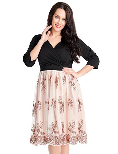 Grapent women s plus size beige pink 3/4 sleeve surplic…