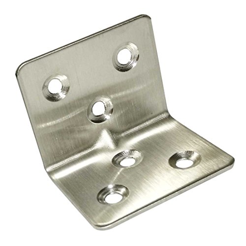 Smbbit Stainless Steel Shelf Support Corner Brace Angle Bracket Angle Code Right Angle 6 hole, 38mm x30mm x1.3mm(thick) (8Pack)