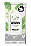 Herb & Luxe Face Wipes, Flip-Top Makeup Remover Facial Cleansing Wipes with Aloe Vera for Sensitive, Oily, dry Skin, Face/Hands/Body, Women/Men, 60 Count, Mint (Pack of 1 = 60 Wipes)