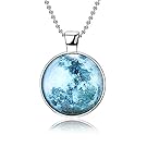 Rinhoo Magical Fairy Glow in the Dark Moon Bead Chain Pendant Necklace White Gold Plated (Style 8)