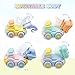 Lydaz Push and Go Cars Cartoon Friction Powered Trucks Toy for Baby Toddlers Boys Girls 1 2 3 Year Old(Set of 4)