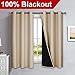 NICETOWN Bedroom Full Blackout Curtain Panels, Super Thick Insulated Grommet Drapes, Double-Layer Blackout Draperies with Black Liner for Small Window (Set of 2 PCs, 42 by 63 inches, Biscotti Beige)