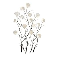 DecMode Modern 36 X 24 Inch White Seashells and Metal Floral Wall Decor