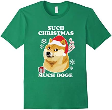 Men's Christmas Shibe Shiba Doge Shirt - Such Christmas Much Doge XL Kelly Green