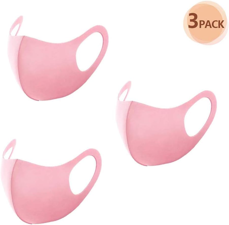 TWBB 3Pcs Pink Face Mask Reusable Mask 3D Fashion Face Mask Washable Mask for Cycling Camping Travel For Little Girl