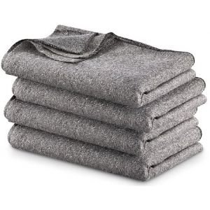 Military Style Wool Blend Blankets, 4 Pack, 60″ x 80″