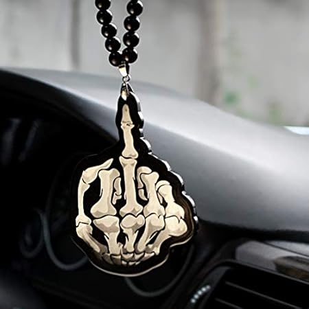 Noizzy Middle Dirty Finger Skeleton Car Pendant Skull Auto Interior Rearview Mirror Ornament Hanging Dangle Acrylic Car Styling Katoot Amazon Ca Home Kitchen