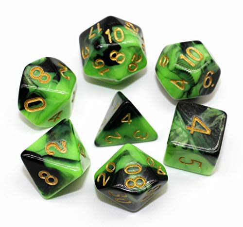 HD Dice DND RPG Polyhedral Dice Set Fit Dungeons and Dragons(D&D) Pathfinder Role Playing Games (Green Black)