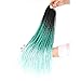 3Packs Senegalese Twist Crochet Hair 22inches 20Stands Micro Twist Braiding Hair Pre Looped Kanekalon Synthetic Crochet Braids Twist Hair Extensions(T1b/Green/Light Green)