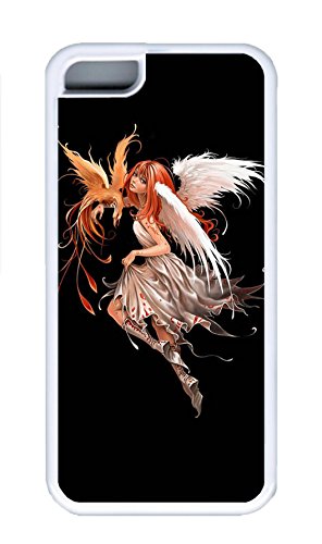 iPhone 5C Case, Anime Ange Girl Hot Sale Personalized Slim Protective Soft Rubber TPU White Edge Case Cover for Apple iPhone 5C