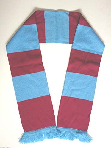 Flagmania® West Ham United Unisex Supporters Retro Bar Scarf + 59mm Button Badge
