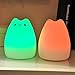 LUNSY Night Lights for Kids, Multicolor Silicone Soft Kitty Nursery Lamp, White & 7-Color Breathing 2 Light Modes, 12H Portable Use.