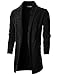 Ohoo Mens Long Sleeve Draped Lightweight Open Front Shawl Collar Longline Cardigan / DCC026-BLACK-L