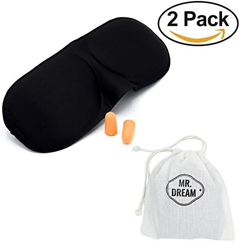 Mr Dream (2 Pack)3D Sleep Mask And Ear Plugs With Mr Deam Fabric Bag ( Package Have 2 Sleepmask 3D , 2 Pair Earplug And 1 Mr Deam Fabric Bag)
