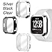 Falandi 3 Packs Screen Protector Case Compatible for Fitbit Versa, Ultra Slim Soft Full Cover Case for Fitbit Versa Face Cover Silver Black Clear (Classical 3-Pack)