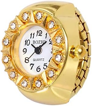 Moonuy Women's Ring Watch Dial Quartz Analog Watch Creative Steel Cool Elastic Quartz Finger Ring Watch