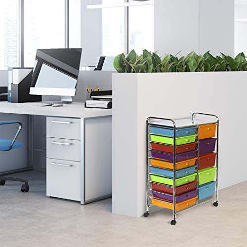 Seville Classics 15-Drawer Organizer Cart, Multicolor (Pearlized)