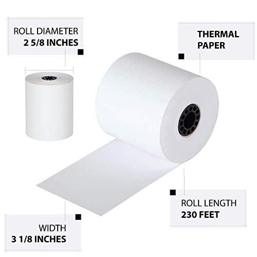 FHS Retail Thermal Paper Cash Register Rolls, 3 1/8 x 230', BPA Free Made in USA/Canada (96 Rolls)