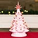 Best Choice Products 11in Ceramic Pre-Lit Hand-Painted Tabletop Artificial Christmas Tree Holiday Decor with Lights, Star Topper, Pink