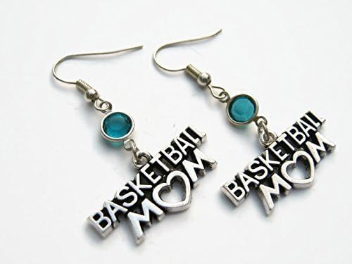 Basketball Mom Birthstone Earrings, Basketball Earrings, Athletic Earrings, Mother Earrings, Personalized Sports Jewelry