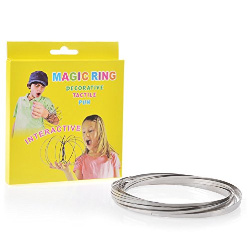 FM Fidget Magic Ring, Kinetic Spiral Flow Spring Ring Toys with 3D Novelty Shape, Stress Relief and Decompression, Interactive Multi-Sensory New Toys for Adults and Kids(Silver) - Thumbnail 6