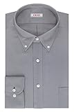 IZOD Men's Twill Regular Fit Solid Button Down Collar Dress Shirt, Slate, 17.5