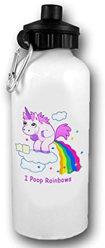 I Poop Rainbows - Unicorn Poop - 20oz 600 ml Water Bottle - Aluminum - Funny - Girlfriend - Boyfriend - Husband - Wife - Gym