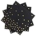 Aneco Black and Gold Foil Dots Napkins Disposable Paper Napkins for Dinner Picnic Cocktail Birthday Party Supplies Decorations, 5 by 5 Inches (Pack of 120)