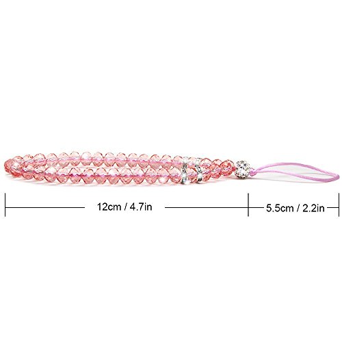 Cell Phone Lanyard Strap - JAZ 2 Pack Bling Crystal Beads Hand Wrist Lanyard Strap String for Cell Phone Camera Purse MP3 MP4 iPod PSP Keychain (Crystal Pink+Crystal Gold) - Thumbnail 4
