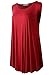 LARACE Women Solid Sleeveless Tunic For Leggings Swing Flare Tank Tops (1X, Wine Red)