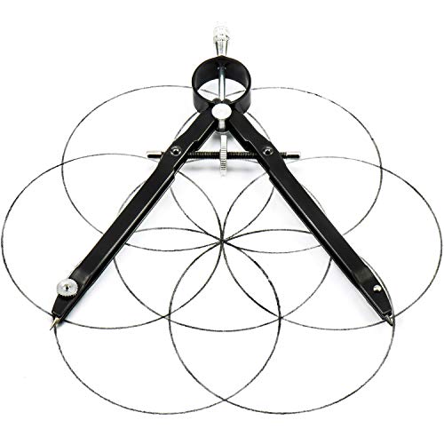 Offizeus Professional Compass for Geometry with Extra Lead Refills - Makes 10 Inch Circle - Math Compass, Drawing Compass - Metal Precision Bow Compass with Lock - for Drafting, School, Woodworking