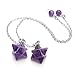 Top Plaza 4 Pcs Natural Amethyst Crystal Dowsing Point Pendants Divination Metaphysical Chakra Healing Balancing Pendulum
