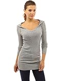 PattyBoutik Women's Hooded Pullover Cable Knit Sweater Tunic