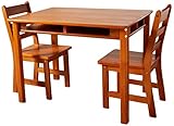 Lipper International Child's Rectangular Table with Shelves and 2 Chairs, Pecan Finish