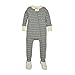 Burt's Bees Baby Baby Pajamas, Zip Front Non-Slip Footed Sleeper PJs, 100% Organic Cotton, Dried Leaf Varied Stripe, 6-9 Months