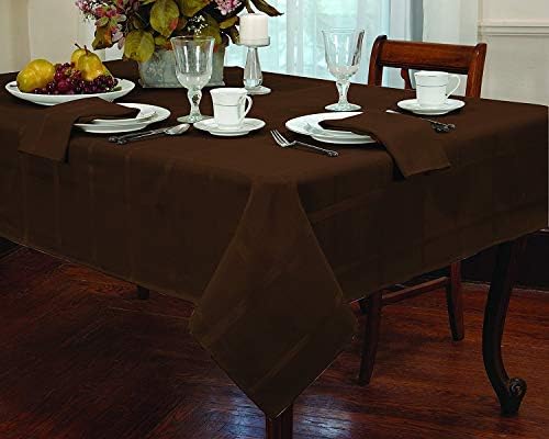 Eforcurtain Home Fashion Rectangle Plaid Tablecloth Polyester Table Cover Waterproof (52x70, Chocolate)