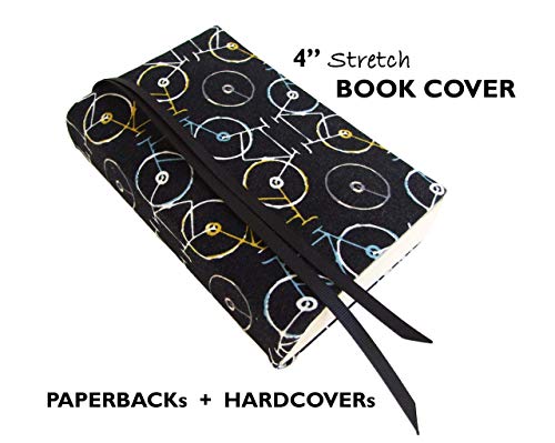 4 Inch Mass Market Paperback Book Cover Small 4x6, BICYCLES Stretch Fabric Book Covers for Paperbacks or Hardcover Books, Small Book Covers Stretchable